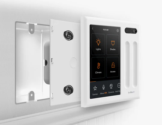 Brilliant panel installed in place of a standard light switch