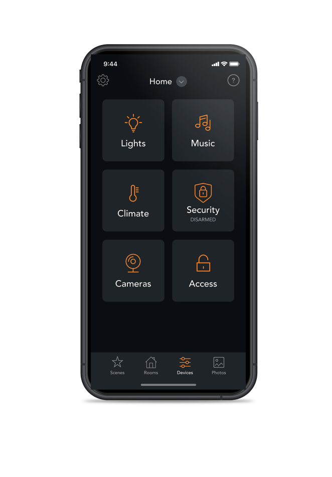 Brilliant mobile app screen showing whole-home control