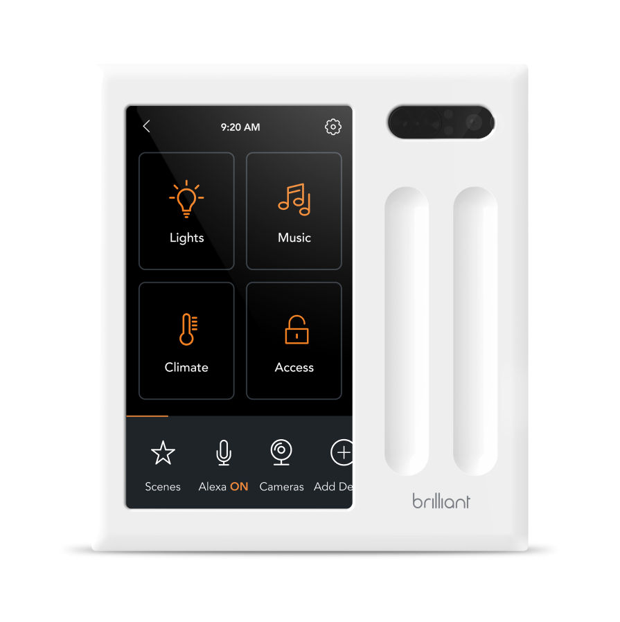 Hand interacting with a Brilliant smart home control panel