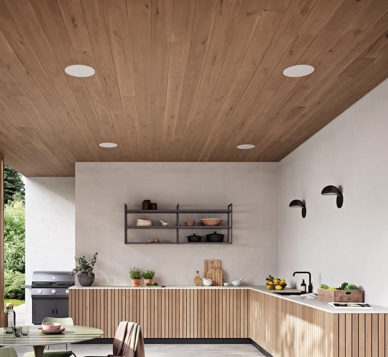 In-ceiling speakers in a residential kitchen